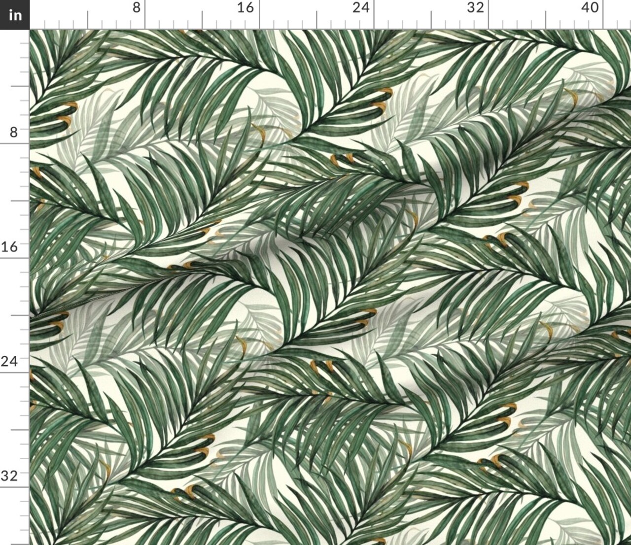 Various Fabrics by the Yard or Fat Quarter Vintage Style Jungle Botanical Green Palm Fronds Leaves Nature Forest Wild Summer Tropical Custom Printed Fabric by Spoonflower